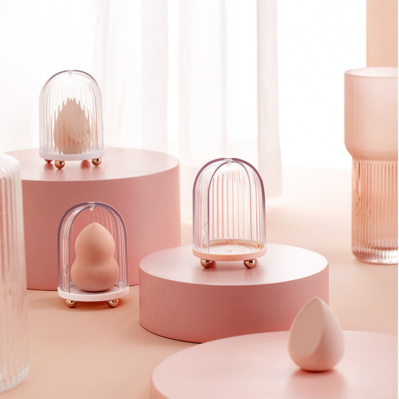 Birdcage Cosmetic Storage Box Beauty Egg Transparent Dustproof Makeup Sponge Organizer Minimalist Creative Home Office