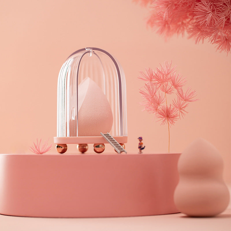 Birdcage Cosmetic Storage Box Beauty Egg Transparent Dustproof Makeup Sponge Organizer Minimalist Creative Home Office